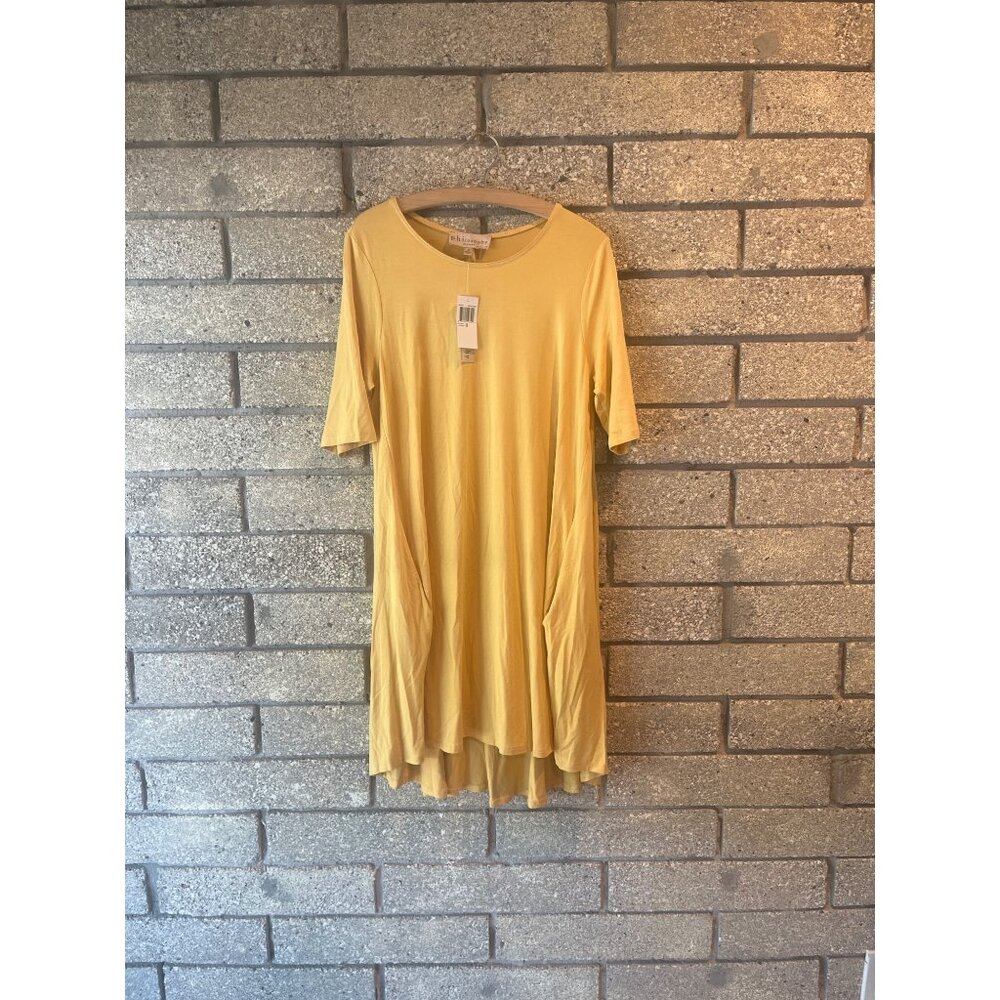 Philosophy Dresses Golden Lotus Yellow Tunic Dress With Pockets M
